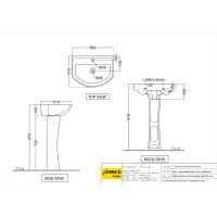 Раковина Essco Elements ECS-WHT-801 Белая с пьедесталом