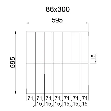 Грильято GL-15 Жалюзи ячейка 86x300, высота 37 мм, ширина 15 мм, графит матовый