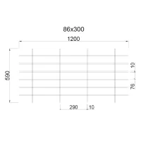 Грильято Жалюзи ячейка 300x86 мм, металлик матовый, высота 30 / 50 мм, ширина 10 мм