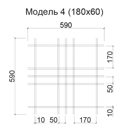 Грильято Нестандартная ячейка Модель 4 ячейка 180х60мм, окраска по RAL, высота 30 мм, ширина 5 мм