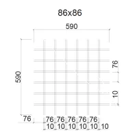 Грильято ячейка 86x86, высота 30 мм, ширина 5 мм, металлик матовый