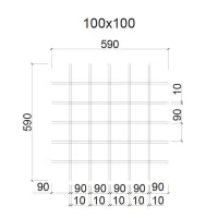 Грильято ячейка 100x100, высота 30 мм, ширина 5 мм, металлик матовый