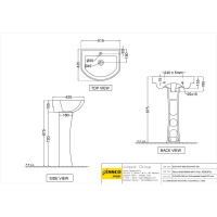 Раковина Essco Elements ECS-WHT-805 Белая с пьедесталом