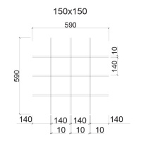 Грильято ячейка 150x150, высота 30 мм, ширина 5 мм, белый матовый